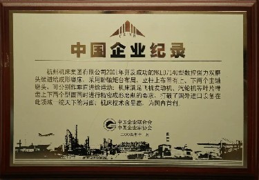 中國企業(yè)記錄（MKLD7140型數控強(qiáng)力雙磨頭緩進(jin)給成形磨床）